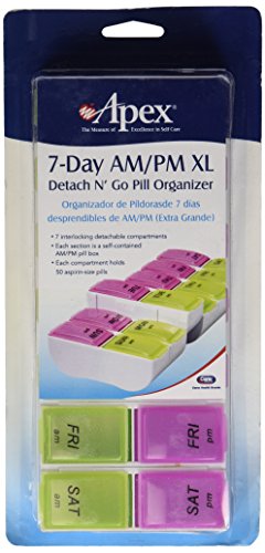Carex Health Brands 7-Day AM-PM XL Detach N' Go Pill Organizer