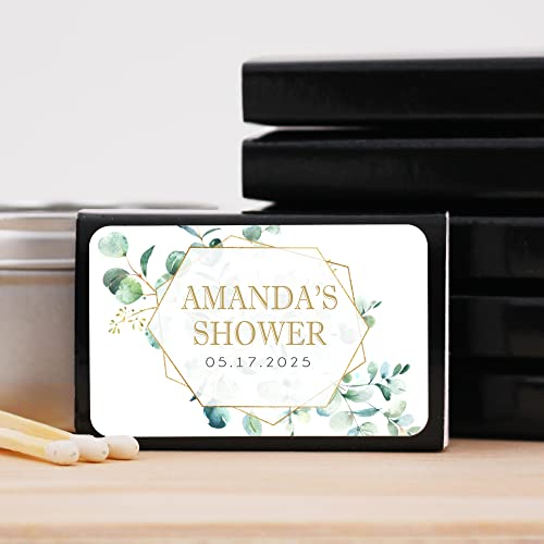 Wedding Matches, Eucalyptus Perfect Match Personalized Matches for Wedding Favors - Custom Wedding Matches (Set of 50 Matchboxes) (Black Box) - Thumbnail 3