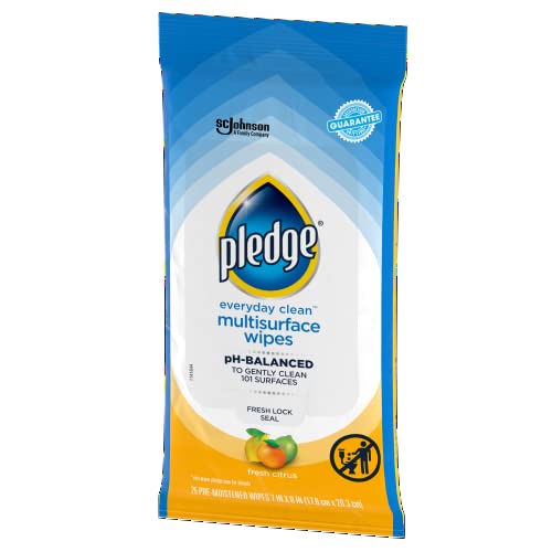 Pledge Multi Surface Everyday Wipes Fresh Citrus, 25 Count (Packaging May Vary) #TOP2