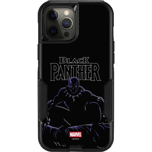 Skinit Decal Phone Skin Compatible with OtterBox Commuter iPhone 12 Pro Max - Officially Licensed Marvel Black Panther Night Time Watch Design