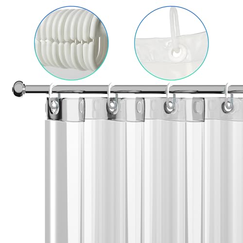 Image of Kuber Industries Polyvinyl Chloride AC Curtain|Rings & WaterProof Material|Size 274 x 134 x 1 CM (Transparent),Printed,Grommet Curtains
