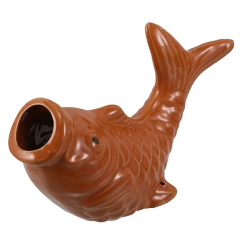BESPORTBLE Ceramic Carp Fountain Spitter Outdoor Garden Water Feature with Functional Water Outlet Fish Sculpture for Ponds Courtyards and Patio Decor