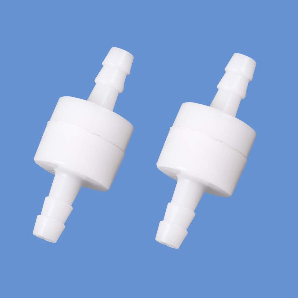 Quickun 5/16" Barb Hose One Way Inline Check Valve Non Return Ozone Resistance PVDF Plastic One-Way Fuel Oil Water Gas Pump Air Check Valve, 2 Pcs