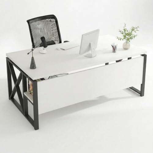 Image of TEKAVO Burako Executive Workstation Table for Home & Office | Office Table for Office Work | 160 cm Long Table and 80 cm Depth with Bottom Storage Shelf - DIY