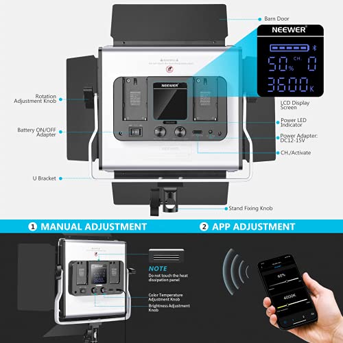 Neewer 2er Pack 660 LED Videoleuchte mit APP Steuerung, Fotografie Videobeleuchtungs Kit mit Lichtstativen, dimmbarem… – Bild 4