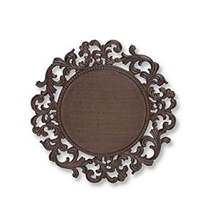 GG Collection 14-Inch Diameter Acanthus Leaf Ornate Brown Metal Chargers (Set of 4)