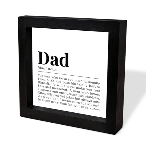 Father’s Day Gift, 'Dad Definition' Tabletop Home Decor Wooden Box with Acrylic Printed Quote,...