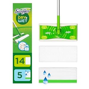 Swiffer Sweeper 2-in-1 Mops for Floor Cleaning, Dry and Wet Multi Surface Floor Cleaner, Sweeping and Mopping Starter Kit, Includes 1 Mop + 19 Refills, 20 Piece Set
