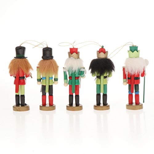 gazechimp Conjunto de Estatuetas de para -nozes de Madeira de 5 Peças de Natal para árvores de Natal