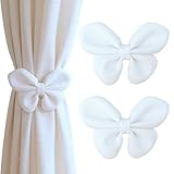 Uoocg 2 Stück Vorhang Raffhalter Magnetisch Schleife Gardinenhalter Kinderzimmer Vorhang Straps Verstellbare Vorhanghalter Seil Gardinenhalter für Haus Dekoration (weiß)