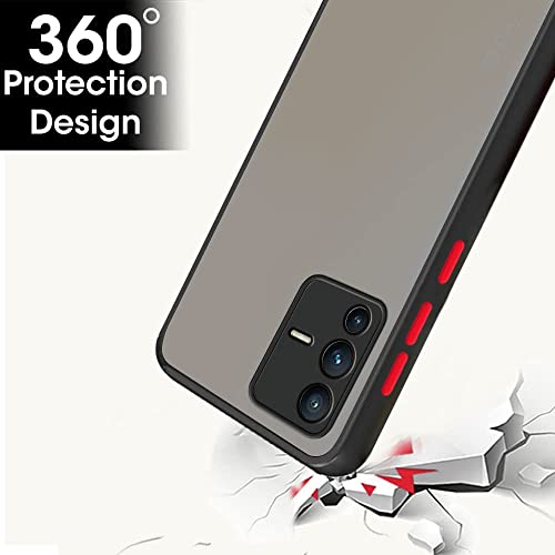 Image of TheGiftKart Translucent Hybrid Vivo V23 Pro 5G Back Case Cover | Smoked Matte Back | 360 Degree Protection | Protective Hard Back Case Cover for Vivo V23 Pro 5G (Black Bumper)