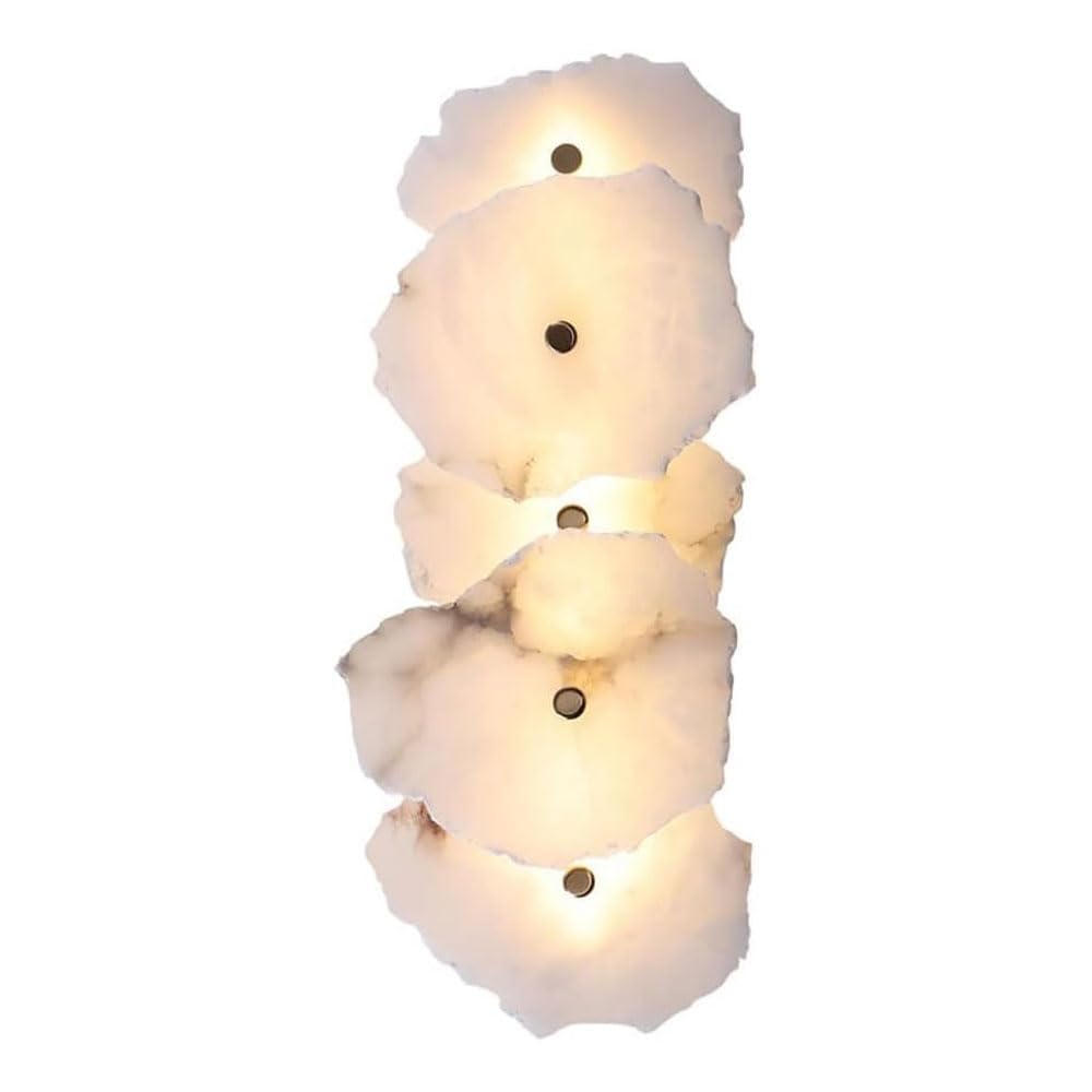 HAIDU Nordic Industrial Style Natural Marble Wall Light, LED Light Source Indoor Wall Sconce, 18.1in Alabaster Wall Lamp, Bedside Dining Room Stairs Decorative Lighting Fixtures