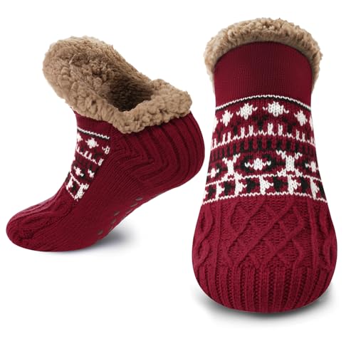 Image of Fluffy Fuzzy Warm Slipper Socks for Women Men Thick Fleece Lined Non-Slip Socks Indoor Floor ChristmasGiftsfor women Winter super Soft Warm Cozy Grip Socks