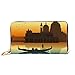 Produktbild JHGFG Mode Handtasche Reißverschluss Brieftasche Silhouette Illustration Menschen auf Gondel Venedig Telefon Kupplung Geldbörse Abendkupplung Blockieren Leder Brieftasche Multi Card