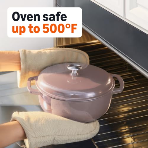 Amazon Basics Cast Iron Dutch Oven Pot with Lid, Enameled, Dual Handles, Heavy-Duty, Medium, 6-Quart, Clay by Amazon Basics - Used condition - Image 3