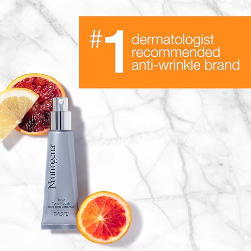 Image of Neutrogena Rapid Tone Repair Dark Spot Corrector Face Serum with Hyaluronic Acid, Retinol & Vitamin C, Daily Anti Wrinkle Retinol Serum & Dark Spot Corrector to Brighten & Even Tone, 1 oz