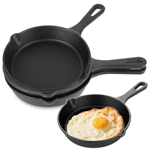 LDHHYH 4 Pack Mini Cast Iron Skillet 6 Inch Small Cast Iron Frying Pan Pre-Seasoned Cast Iron Skillet Set Black Non-Stick Mini Cast Iron Cookware for Stove Oven Grill Safe Indoor and Outdoor Use