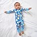 Little Sleepies Pajamas for Baby Boys & Girls, Viscose from Bamboo Baby Pajamas, Snug Sleeper, Toddler PJs, 2-Way Zipper, Blue Cookies & Milk, 3-6M