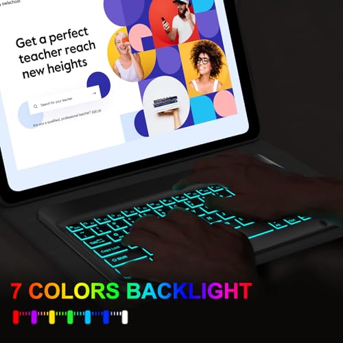 Image of Galaxy Tab S10 Ultra /S9 Ultra /S8 Ultra Keyboard Case 14.6 inch, 7-Color Backlit, Smart Magnetic Detachable Wireless Bluetooth Keyboard, Slim Protective Folio Case with S Pen Holder, Auto Sleep /Wake