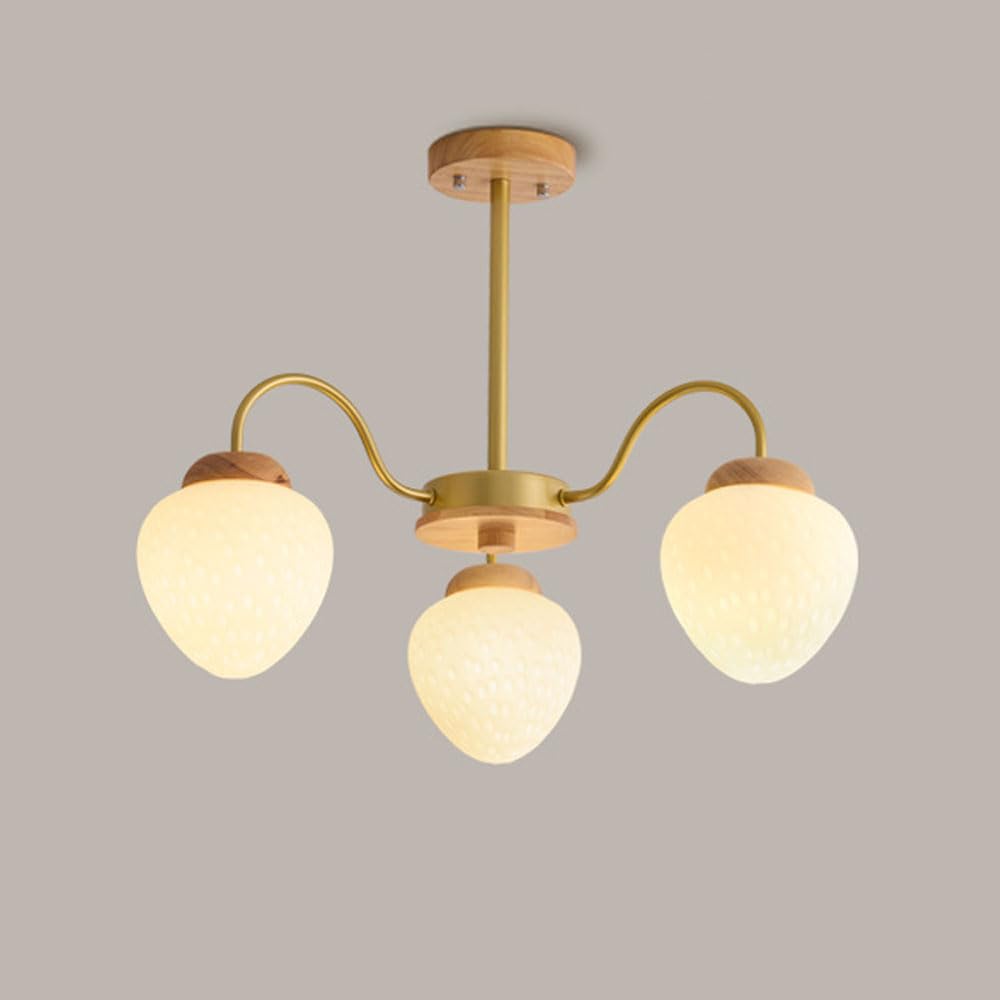 Lustre moderne en verre opalin doré plafonnier anti éblouissement chambre