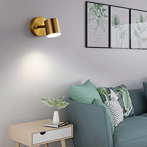 Aplique de pared de metal en latón cepillado y cabezal orientable 360° para lectura 4