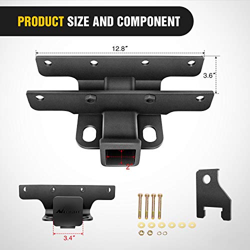 Image of Nilight 2 Inch Rear Bumper Tow Trailer Hitch Receiver Kit Compatible for 2018 2019 2020 2021 2022 2023 2024 2025 Wrangler JL JLU 4 Door and 2 Door Unlimited (Exclude JK Models) (Pack of 3)