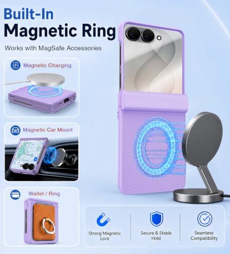 Image of STORMTAL Magnetic for Samsung Galaxy Z Flip 8 case, Hinge Protection, Built-in Screen Protector, Shockproof, Compatible with Magsafe, Rugged Phone Case for Z Flip 8 Purple