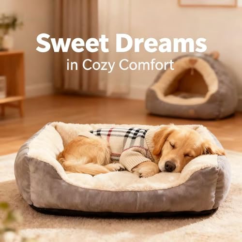 Image of Small /Medium Dog Sweater, Warm Dog Winter Coat w /Sleeves, Comfortable High Neck & Leash Hole, Premium Dog Clothes for Golden Retriever-Best for Holidays, Daily Walks XXL Apricot