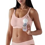 Bravado Designs Hands Free Pumping Bra & Nursing Bra 2-in-1 Seamless for Maternity & Breastfeeding, Soft Rose, Large