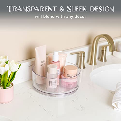 Image of Oizeir Lazy Susan Turntable (24-Pack) - Clear Acrylic, Rotates 360 Degrees, Easily Organize Your Fridge, Cabinet or Counter - Carousel Storage for Food, Spices, Cosmetics