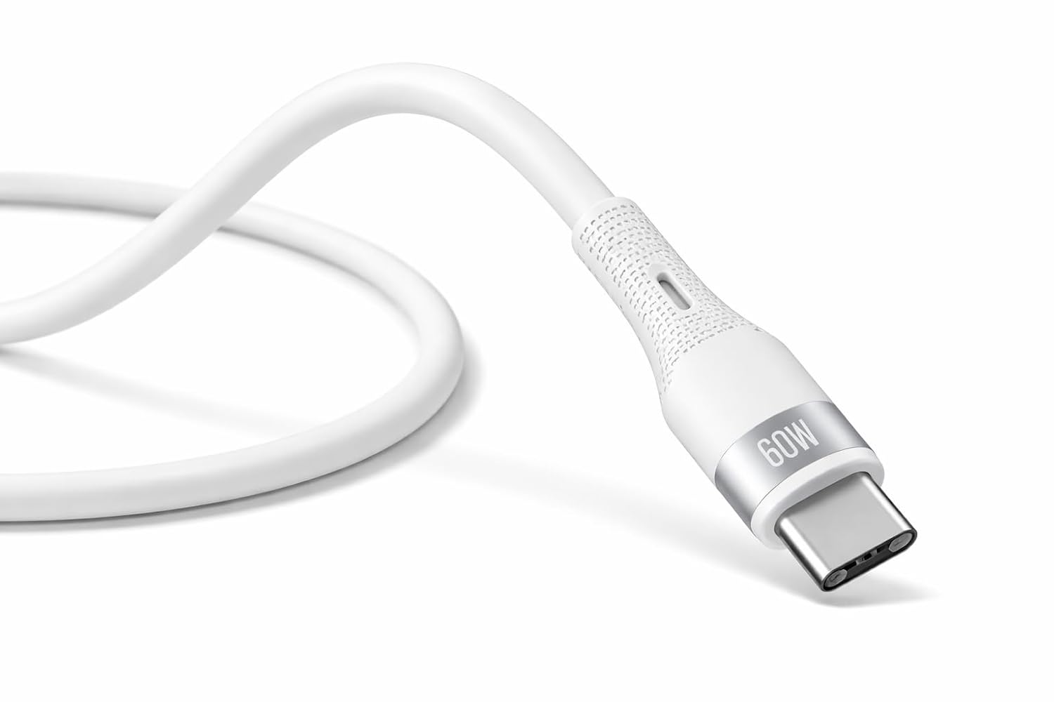 Trusmi USB C to USB C Silicone Cable, Soft Liquid Silicone Fast Charging PD Cord, Tangle-Free, Compatible with iPhone 17/16/15, Galaxy S25/S24, MacBook Air, iPad USB-C, 3.3ft, 60W, White