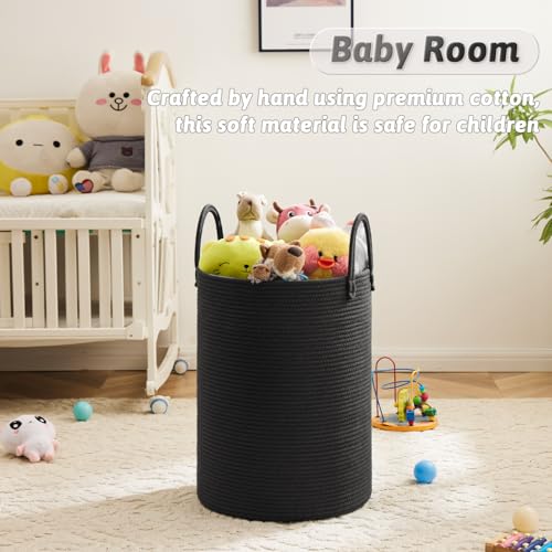 Image of Artfeel Laundry Basket,Woven Cotton Rope Laundry Hamper,40L for Decorative Storage of Dirty Clothes,Toys and Blankets in Bathroom,Baby Room and Living Room