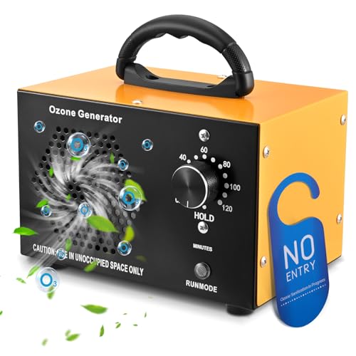 Máquina de Ozono Industrial 60000 mg/h Generador de Ozono para 300㎡, Purificador Ozono de Aire con temporizador 120 min, Profesional Purificador de Aire para coche, Hogar, oficina, Hoteles(Gelb)