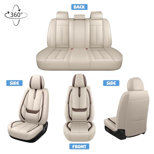 Image of ILMO Seat Covers for Chevy Silverado 1500 2007-2026 (Beige&Brown,Full Set)