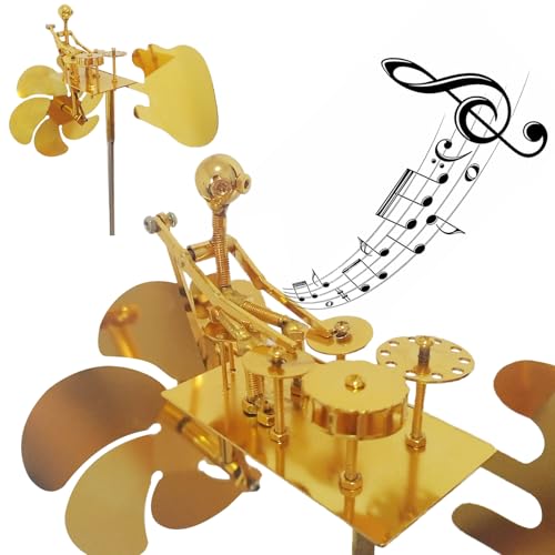 Garden Rock Band Windmill Metal Drummer Player WindmillWind Powered Yard Art Sculpture Garden Decor for Lawn Patio or CourtyardOutdoor Percussionist Figurine Gift(Drummer)