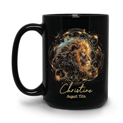 Elegant Leo Zodiac Coffee Mug, Astrology Black Cup, Personalized Name & Date Horoscope Ceramic Mug, Customized Astrology Lovers Mug, Cup Gift For Friend, Custom Leo Zodiac Mug 15oz