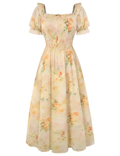 white christmas dresses Sage Green Tulle Cottagecore Dress Puffy Sleeves main image 1