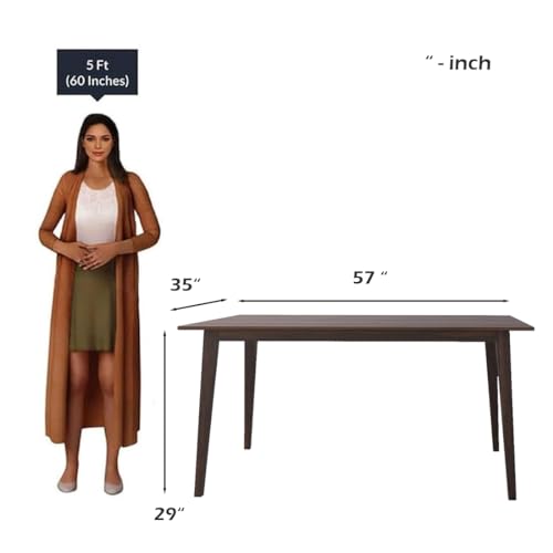 Image of DRIFTINGWOOD Atlantis Sheesham Wood Dining Table 6 Seater | Wooden Six Seater Dinning Table with Cushion Chairs | Dinner Table 6 Seater | Dining Room Sets | Self Assembly, Walnut Finish