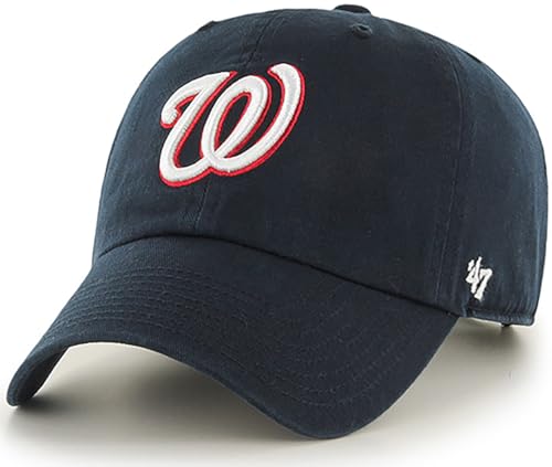 47 Brand MLB Alternate Color Primary Logo Clean Up Adjustable Baseball Cap Hat Adult One Size Fits All - Washington Nationals Navy