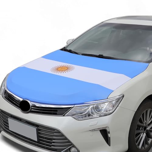 PARSKILO Argentina Flag Car Hood Cover 63"x47" (160x120cm) Polyester Elastic Fabrics Car Bonnet Banner Universal Fit Cover for Trucks, Cars, SUVs