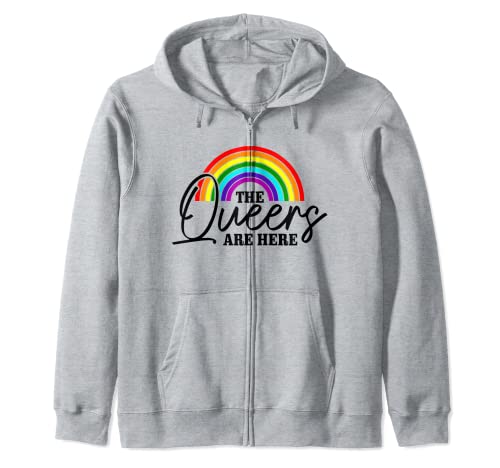 Los queers están aquí LGBTQ Gay Orgullo Mes Bandera Arco Iris LGBT Sudadera con Capucha