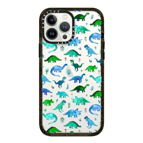 Coque iPhone 13 Pro Max antichoc CASETiFY Impact dinosaure transparente noir