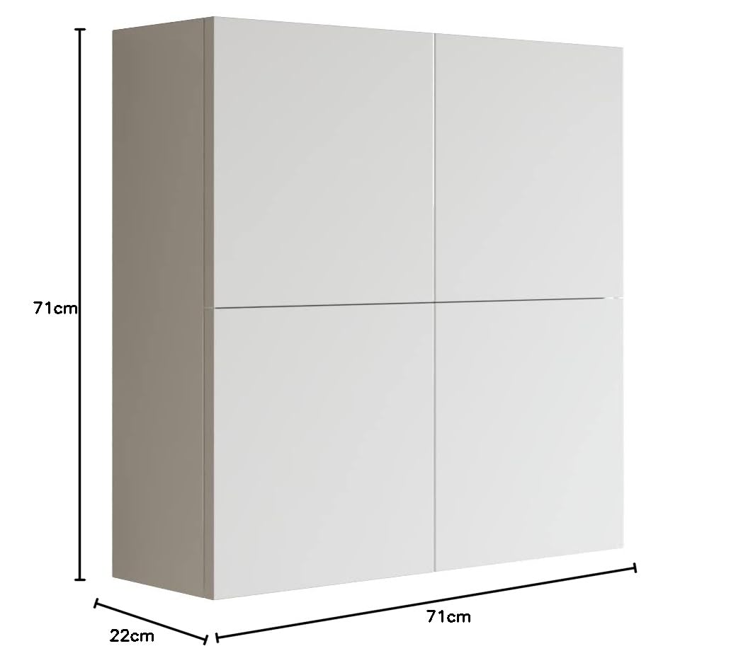 MaMa Store Atena Pensile Doppio Mettitutto 4 Ante e Sistema di Apertura Push and Pull, Laminato, 71 X 22 X 71 cm, Bianco