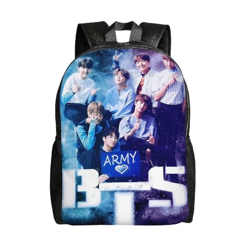 YINGD Kpop BTS - Mochila escolar para niños, mochila de viaje informal para niños y niñas, Negro, Talla única