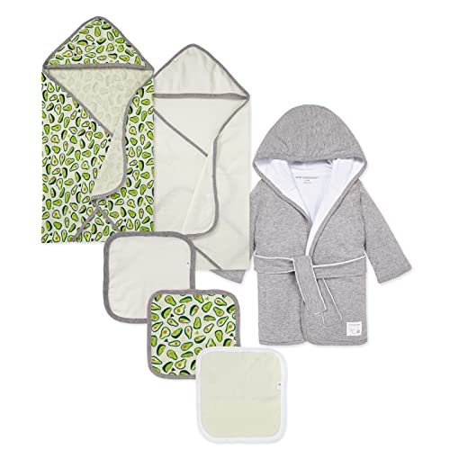 Image of Burt's Bees Baby Bath Bundle- Hooded Towel, Washcloths & Robe Gift Set, 100% Organic Cotton