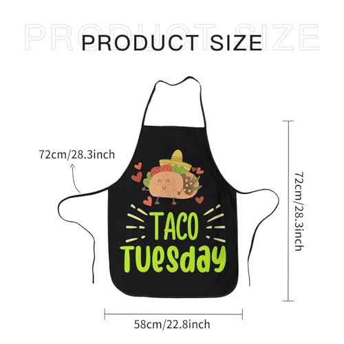 Taco Tuesday Mexican Apron For Men Women, Taco Lover Mexico Tamale Chef Waitress Cooking Barber Server Grilling Portable Aprons Bib Foldable Decorations for Home Kitchen, Restaurant, Coffee House