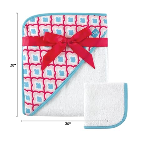 Image of Hudson Baby Unisex Baby Cotton Hooded Towel and Washcloth, Dark Pink, One Size