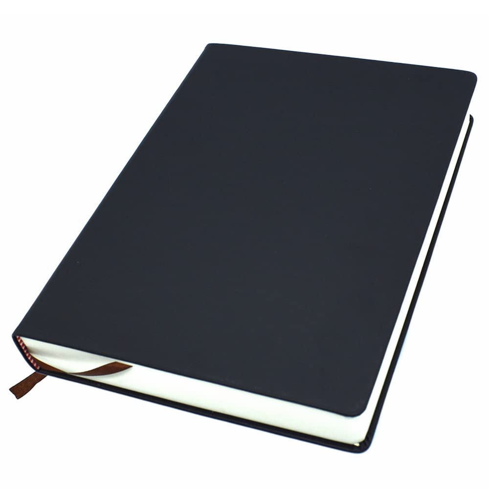 jooactDrawing Thick Sketchbook Memo Writing Sketch Pad Diary 660 Pages Notebook Soft Faux Leather Cover Journal 80GSM Paper Notepad (Black, A4)