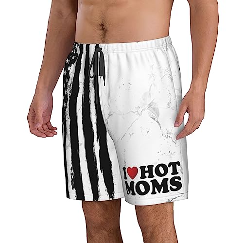 I Love Hot Moms Men's Swim Trunks Board Shorts Men's Beach Shorts L2