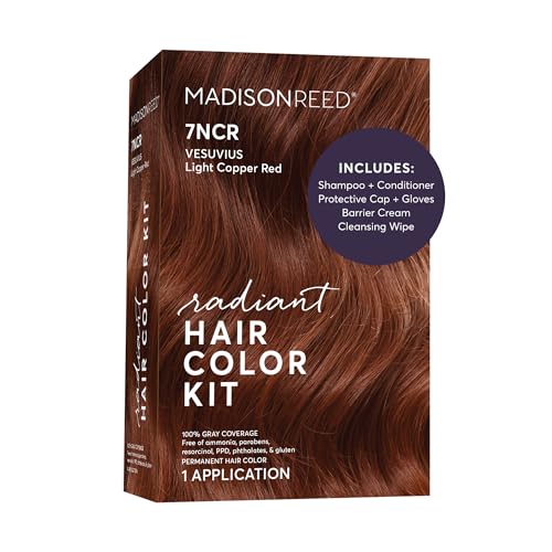Image of Madison Reed Radiant Hair Color Kit - 7NCR Light Copper Red (Vesuvius Red), Salon-Quality Permanent Hair Dye, Superior Gray Coverage & Dimensional Color | PPD-Free & Ammonia-Free, 1 Pack